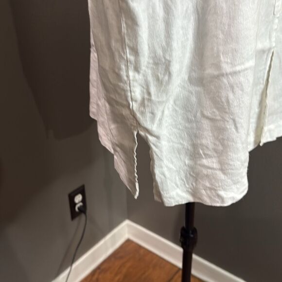 J.Jill White Linen Button Down Tunic Blouse Flaws - Picture 6 of 13